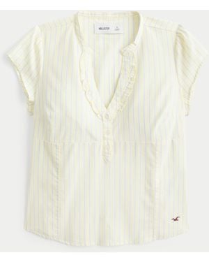 Hollister Short-sleeve Icon Henley Shirt - White