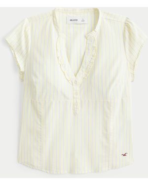 Hollister Short-sleeve Icon Henley Shirt - White