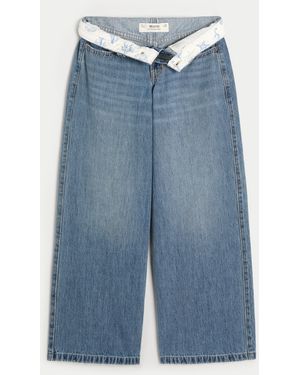 Hollister Low-rise Medium Wash Foldover Waist Super Baggy Jeans - Blue
