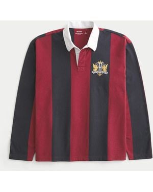 Hollister Boxy Long-sleeve Logo Graphic Rugby Polo - Red