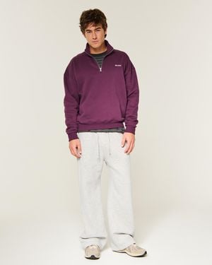 Hollister Hollister Feel Good Sweatshirt im Boxy Fit mit Viertelreißverschluss und Logo - Lila