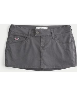 Hollister Ultra Low-rise Twill Icon Micro Mini Skort - Grey