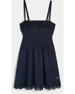 Hollister Lace Trim Mini Dress - Blue