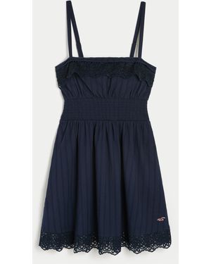 Hollister Lace Trim Mini Dress - Blue