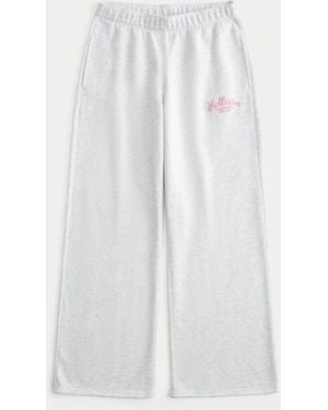 Hollister Hollister Feel Good Wide-leg Logo Graphic Joggers - White