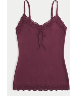 Hollister Camisole mit Spitzenbordüre - Lila