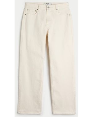 Hollister Premium White Baggy Jeans - Natural