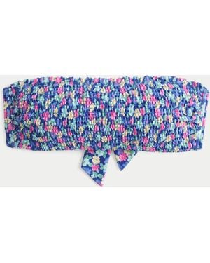 Hollister Smocked Bandeau Bikini Top - Blue