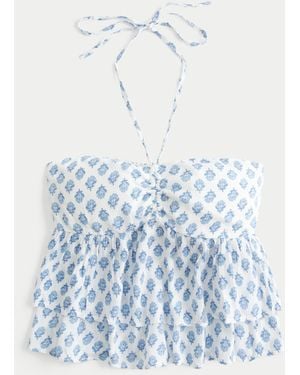 Hollister Tiered Halter Babydoll Top - Blue