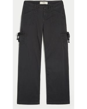Hollister Low-rise Lace Trim Baggy Trousers - Black