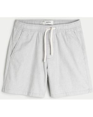 Hollister Mid-thigh Linen-blend Pull-on Shorts - Grey