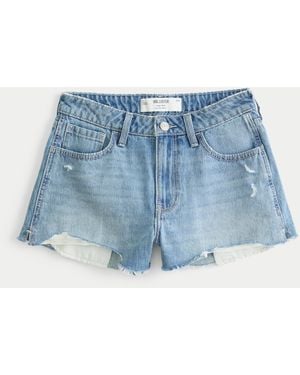 Hollister High-rise Light Wash Denim A-line Shorts - Blue