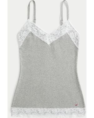 Hollister Cami-Oberteil mit Spitzenbordüre - Grau