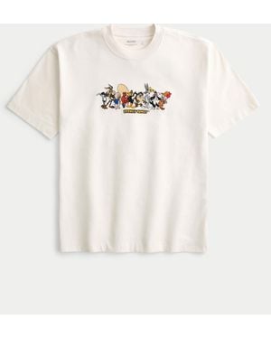 Hollister Boxy Heavyweight Looney Tunes Graphic Tee - Natural