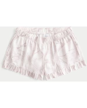 Hollister Flannel Ruffle Shorts - Natural