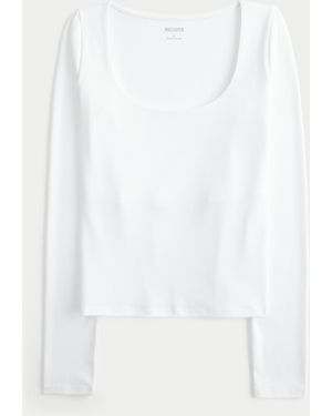 Hollister Long-sleeve Seamless Fabric Scoop Baby Tee - White