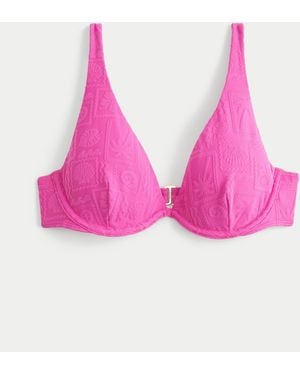 Hollister High Apex Jacquard Underwire Bikini Top - Pink