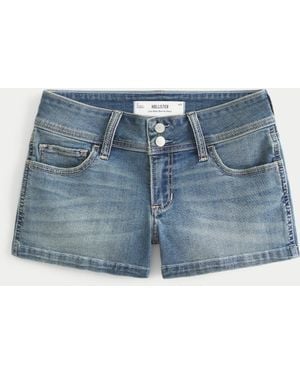Hollister Low-rise Light Wash Denim Shortie Shorts - Blue