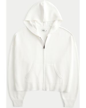 Hollister Boxy Zip-up Jumper Hoodie - White