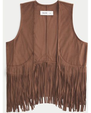 Hollister Easy Faux Suede Fringe Vest - Brown