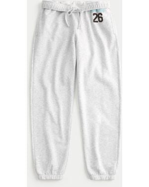 Hollister Fleece Logo Graphic Joggers - White