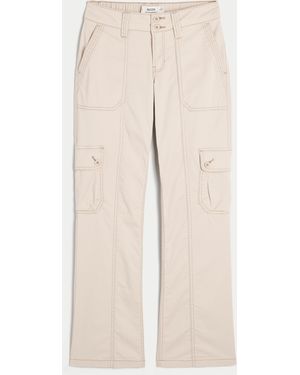 Hollister Mid-rise Relaxed Boot Cargo Trousers - Natural
