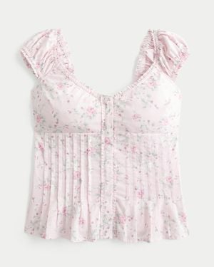 Hollister V-neck Pintuck Top - Pink