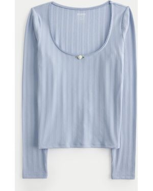 Hollister Pointelle Seamless Fabric Scoop Top - Blue