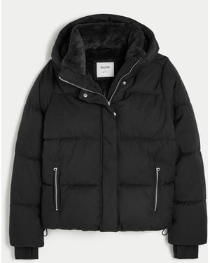 Hollister Faux Fur-lined Puffer Jacket - Black