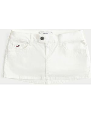 Hollister Ultra Low-rise Twill Icon Micro Mini Skort - Natural