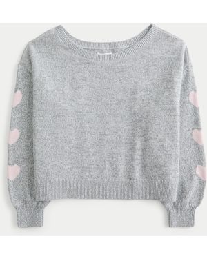 Hollister Easy Heart Graphic Off-the-shoulder Jumper - Grey