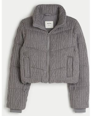 Hollister Sweater-knit Mini Puffer Jacket - Grey