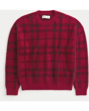 Hollister Boxy Fuzzy Crew Jumper - Red