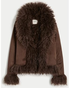 Hollister Faux Fur-lined Faux Shearling Jacket - Brown