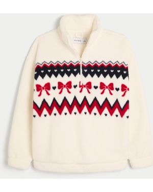 Hollister Gilly Hicks Sherpa Quarter-zip Sweatshirt - Red