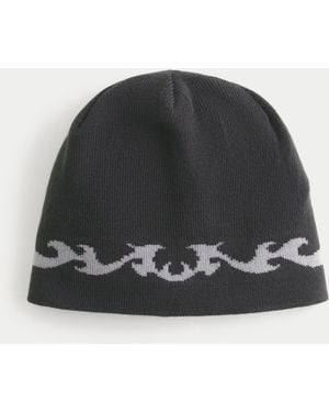 Hollister Skull-Beanie mit Tattoo-Muster - Schwarz
