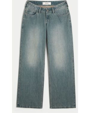 Hollister Ultra Low-rise Dark Wash Baggy Jeans - Blue
