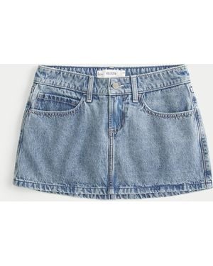 Hollister Low-rise Medium Wash Denim Mini Skort - Blue