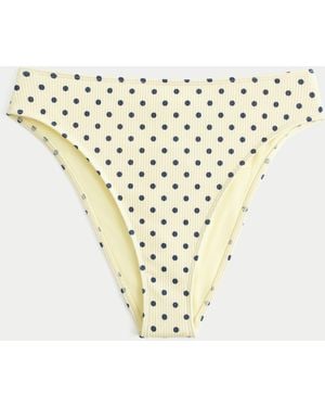 Hollister Curvy High-leg High-waist Ribbed Cheeky Bikini Bottom - Metallic