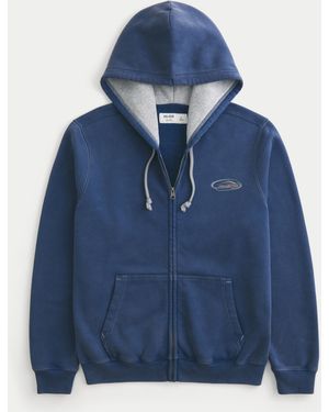 Hollister Zip-up Logo Graphic Hoodie - Blue