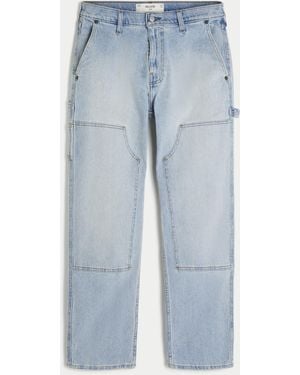 Hollister Locker geschnittene Carpenter-Jeans in heller Waschung - Blau