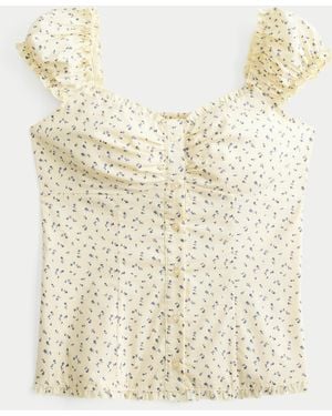 Hollister On/off-the-shoulder Ruffle Trim Top - Natural