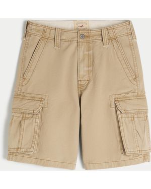 Hollister Khaki Baggy Cargo Shorts - Natural