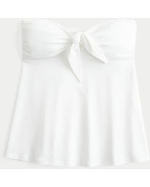 Hollister Easy Strapless Tie-bust Babydoll Top - White