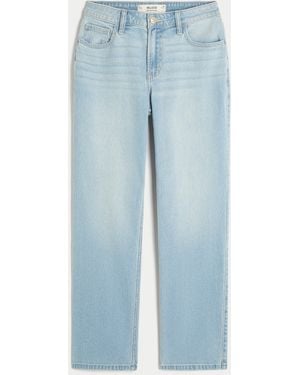 Hollister High-rise Light Wash Straight Jeans - Blue