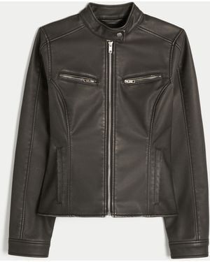 Hollister Faux Leather Moto Jacket - Black