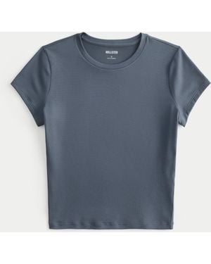 Hollister Seamless Fabric Longline Crew Baby Tee - Blue