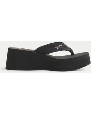 Hollister Black Platform Flip Flops