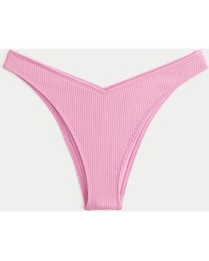 Hollister Rib High-leg Cheekiest Bikini Bottom - Pink