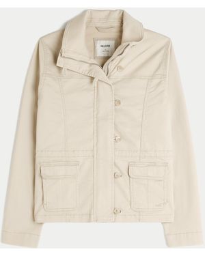 Hollister Twill Military Jacket - Natural